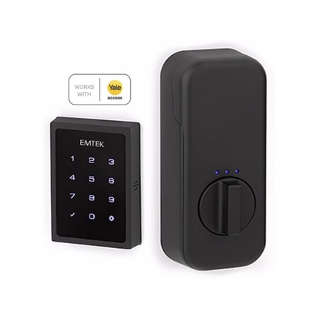 Emtek EMPowered Motorized Touchscreen Keypad Keyless Deadbolt Connected by August Flat Black Finish EMP1101US19